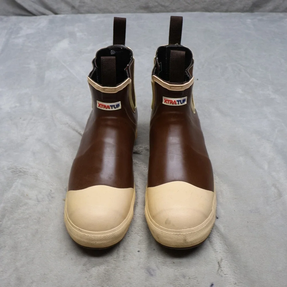 XTRATUF Mens 11 Rain Boots Brown Deck Waterproof Slip Resistant Fishing Workwear
